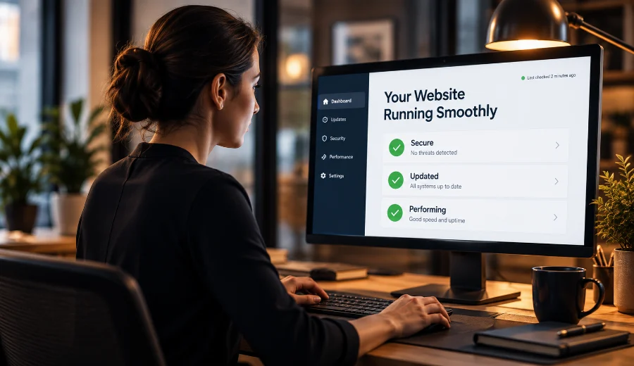 A website care specialist monitoring performance and security