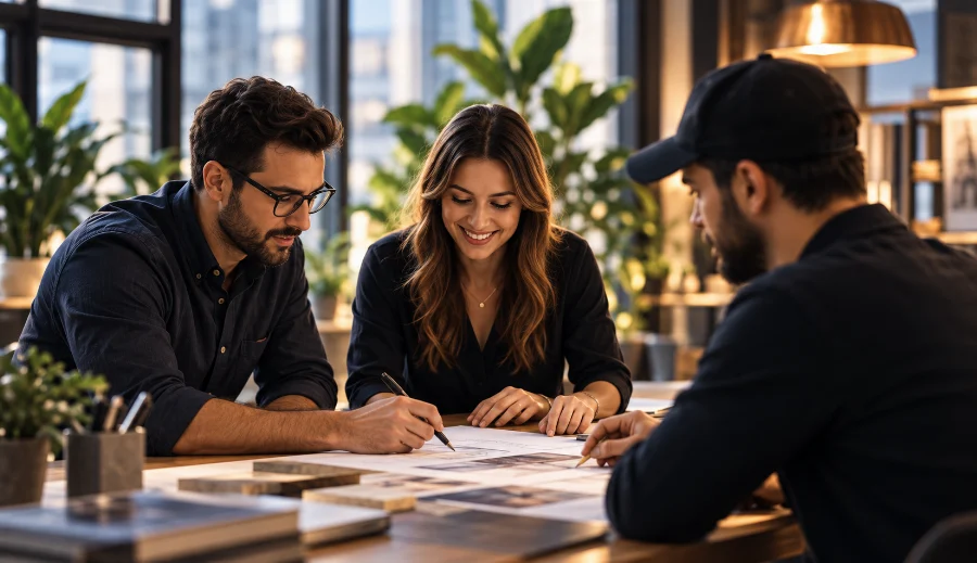 A website strategy team planning a clear customer journey